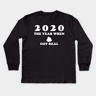 2020 Review Shit Symbol Virus Toilet Paper Humor Black Funny Gift Kids Long Sleeve T-Shirt